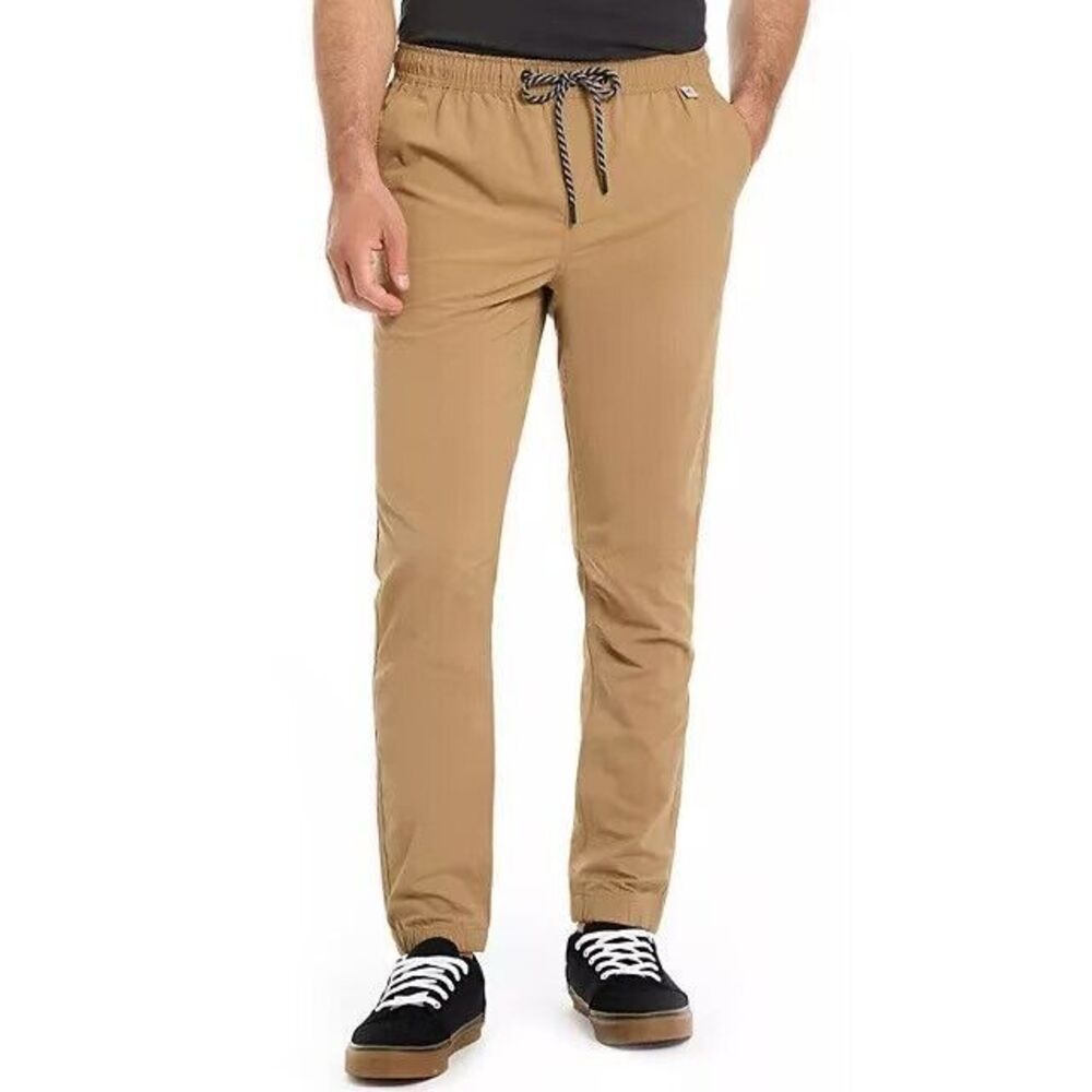 Hurley Tech Twill Jogger Men's M Beige Tapered Fit Drawstring Slash Pockets NWT